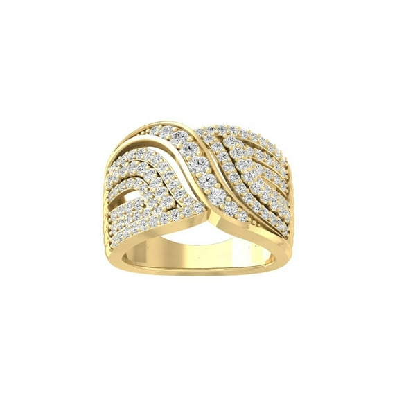Araiya Fine Jewelry 10K Yellow Gold Round-shape Lab Grown Diamond Fashion Band Ring ( 1 cttw, D-F Color, VS Clarity) Size 7