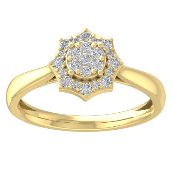 Araiya Fine Jewelry 10K Yellow Gold Round-shape Lab Grown Diamond Halo Cluster Engagement Ring ( 1/3 cttw, D-F Color, VS Clarity) Size 8