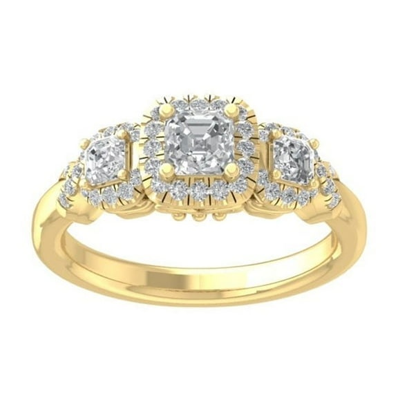 Araiya Fine Jewelry 10K Yellow Gold Round-shape Lab Grown Diamond Halo Engagement Ring ( 1 cttw, D-F Color, VS Clarity) Size 10