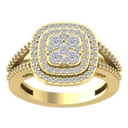 Araiya Fine Jewelry 10K Yellow Gold Round-shape Lab Grown Diamond Halo Engagement Ring ( 1 cttw, D-F Color, VS Clarity) Size 10