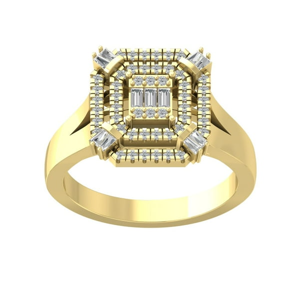 Araiya Fine Jewelry 10K Yellow Gold Round-shape Lab Grown Diamond Halo Engagement Ring ( 2/5 cttw, D-F Color, VS Clarity) Size 6.5