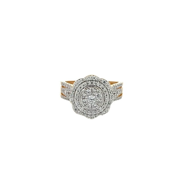 Araiya Fine Jewelry 10K Yellow Gold Round-shape Lab Grown Diamond Halo Engagement Ring (3/4 Cttw, D-F Color, VS1 Clarity) Size 6