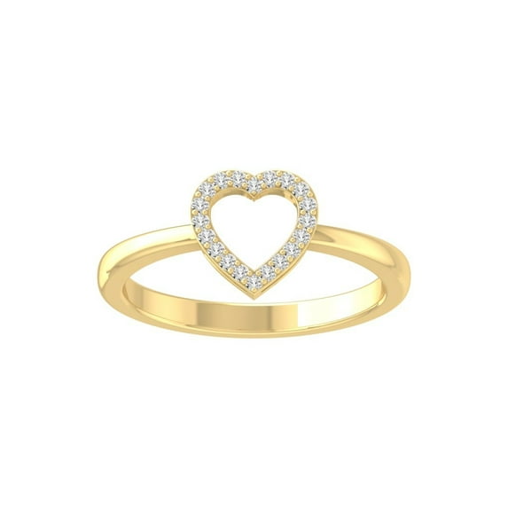 Araiya Fine Jewelry 10K Yellow Gold Round-shape Lab Grown Diamond Heart Engagement Ring ( 1/10 cttw, D-F Color, VS Clarity) Size 8