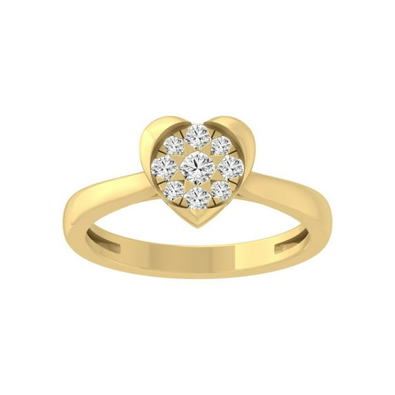 Araiya Fine Jewelry 10K Yellow Gold Round-shape Lab Grown Diamond Heart Engagement Ring ( 1/4 cttw, D-F Color, VS Clarity) Size 6.5