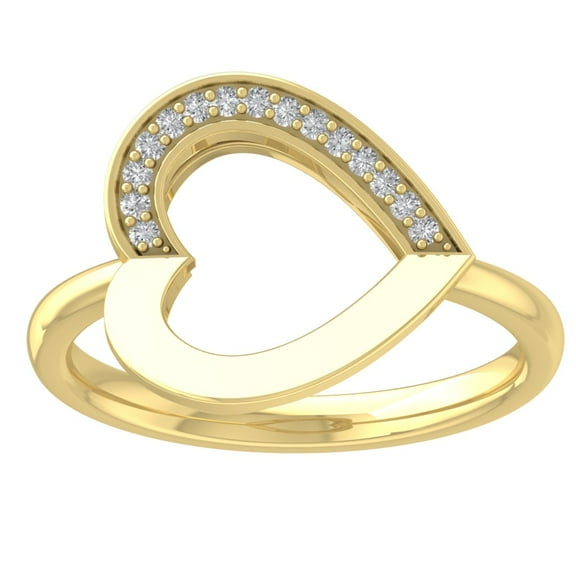 Araiya Fine Jewelry 10K Yellow Gold Round-shape Lab Grown Diamond Open Heart Band Ring ( 1/10 cttw, D-F Color, VS Clarity) Size 10