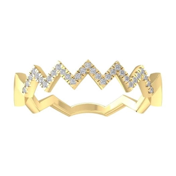 Araiya Fine Jewelry 10K Yellow Gold Round-shape Lab Grown Diamond Wedding Band Ring ( 1/10 cttw, D-F Color, VS Clarity) Size 10