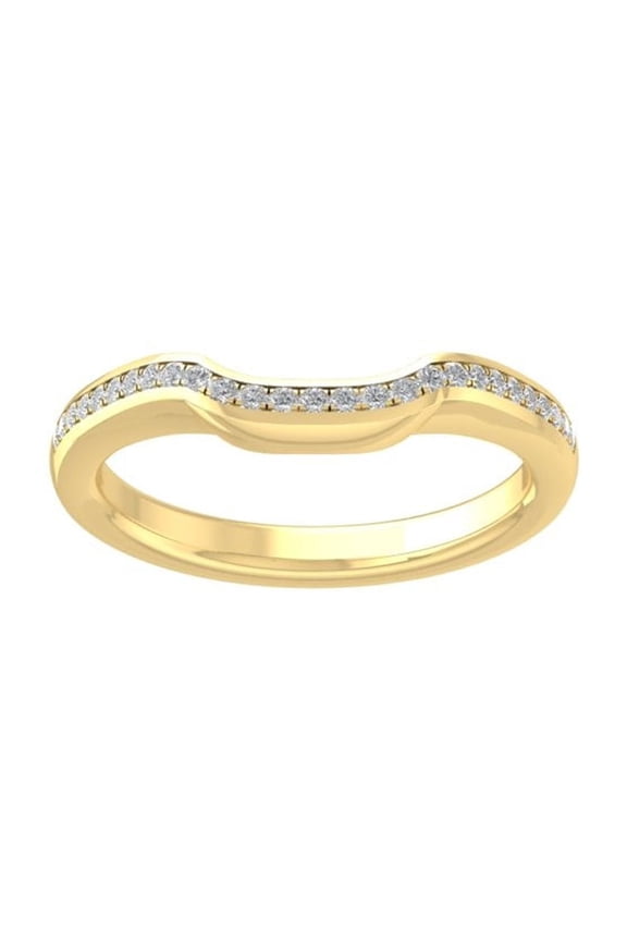Fine Jewelry 10K Yellow Gold Round-shape Lab Grown Diamond Wedding Band Ring ( 1/10 cttw, D-F Color, VS Clarity) Size 5