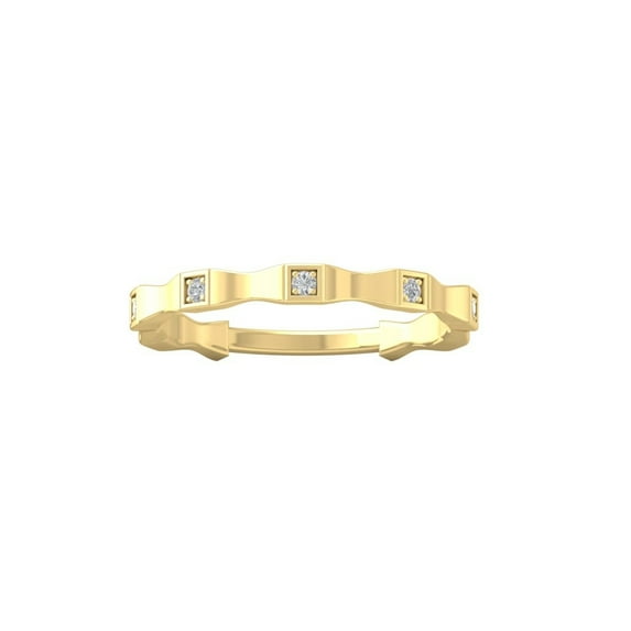 Araiya Fine Jewelry 10K Yellow Gold Round-shape Lab Grown Diamond Wedding Band Ring ( 1/20 cttw, D-F Color, VS Clarity) Size 7.5
