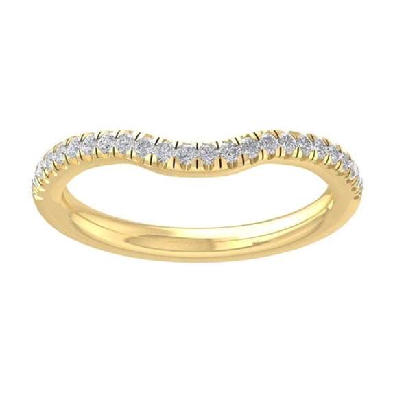 Araiya Fine Jewelry 10K Yellow Gold Round-shape Lab Grown Diamond Wedding Band Ring ( 1/4 cttw, D-F Color, VS Clarity) Size 8