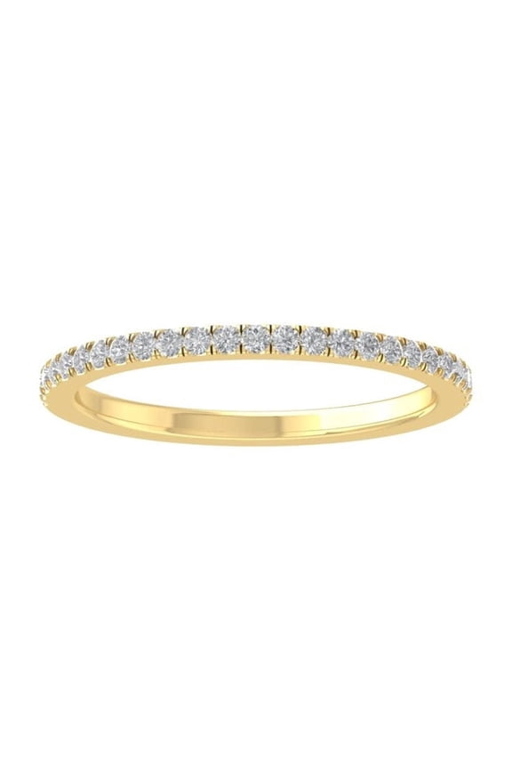 Fine Jewelry 10K Yellow Gold Round-shape Lab Grown Diamond Wedding Band Ring ( 1/5 cttw, D-F Color, VS Clarity) Size 7.5