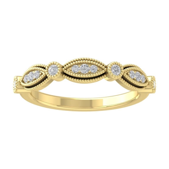 Araiya Fine Jewelry 10K Yellow Gold Round-shape Lab Grown Diamond Wedding Band Ring ( 1/6 cttw, D-F Color, VS Clarity) Size 9