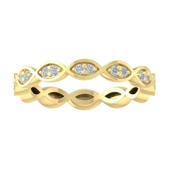 Araiya Fine Jewelry 10K Yellow Gold Round-shape Lab Grown Diamond Wedding Band Ring ( 1/8 cttw, D-F Color, VS Clarity) Size 5