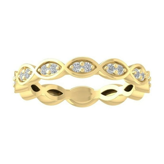 Araiya Fine Jewelry 10K Yellow Gold Round-shape Lab Grown Diamond Wedding Band Ring ( 1/8 cttw, D-F Color, VS Clarity) Size 7.5