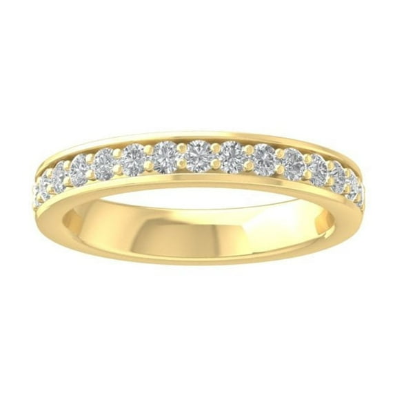 Araiya Fine Jewelry 10K Yellow Gold Round-shape Lab Grown Diamond Wedding Band Ring ( 7/8 cttw, D-F Color, VS Clarity) Size 10