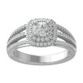 thumbnail image 1 of Araiya Fine Jewelry 14K White Gold Asscher and Round shape Lab Grown Diamond Halo Engagement Ring ( 1 cttw, D-F Color, VS Clarity) Size 10, 1 of 4