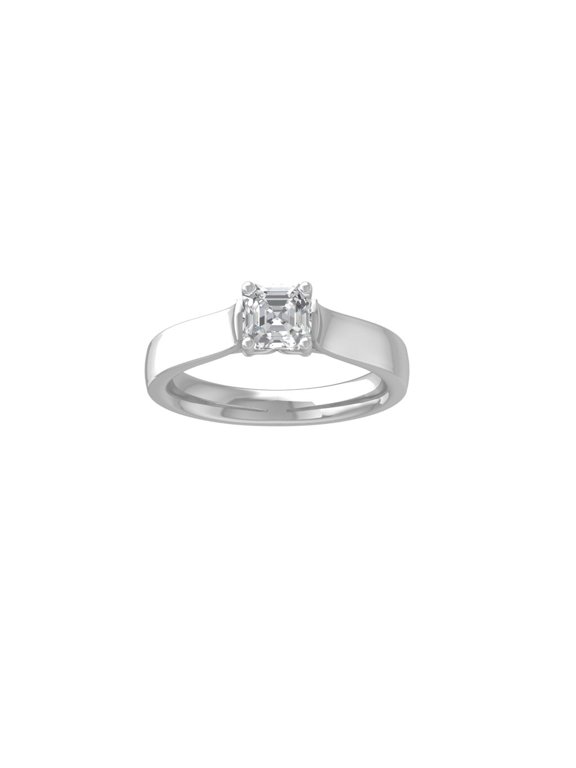 Fine Jewelry 14K White Gold Asscher-shape Lab Grown Diamond Solitaire Engagement Ring ( 1 cttw, D-F Color, VS Clarity) Size 9