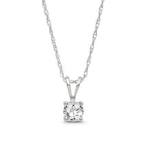 Araiya Fine Jewelry 14K White Gold Diamond Solitaire Pendant with Silver Chain Necklace for Women (1/4 Cttw, I-J Color, I2 Clarity), 18"