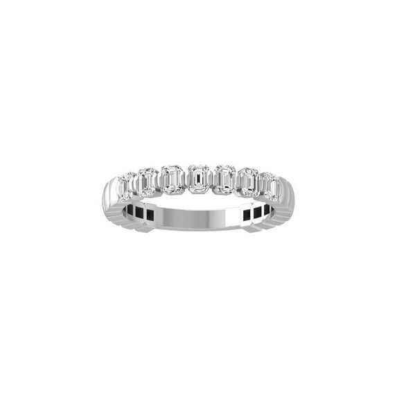 Araiya Fine Jewelry 14K White Gold Emerald-shape Lab Grown Diamond Eternity Band Ring (3/5 Cttw, D-F Color, VS1 Clarity) Size 9.5
