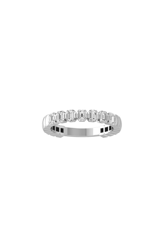 Fine Jewelry 14K White Gold Emerald-shape Lab Grown Diamond Eternity Band Ring (3/5 Cttw, D-F Color, VS1 Clarity) Size 9