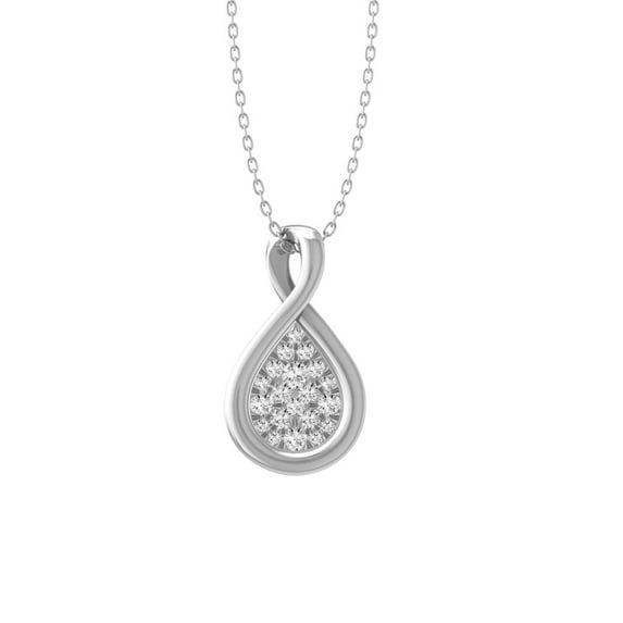 Araiya Fine Jewelry 14K White Gold Lab-Grown Diamond Cluster Pendant for Women with Silver Cable Chain Necklace (1/6 cttw, VS1 Clarity, D-F Color) 18inch