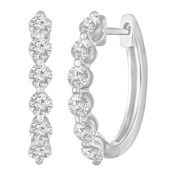 Araiya Fine Jewelry 14K White Gold Lab Grown Diamond Hoop Earrings (1 cttw, E-F Color, VS1 Clarity)