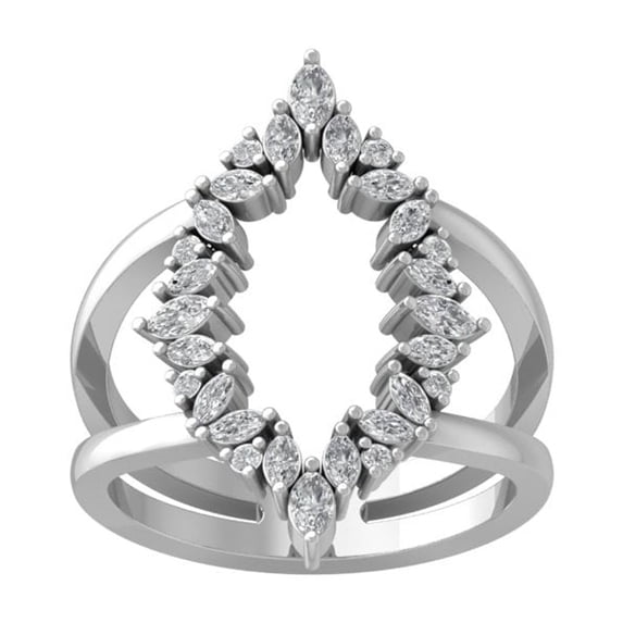 Araiya Fine Jewelry 14K White Gold Marquise and Round shape Lab Grown Diamond Fashion Band Ring ( 7/8 cttw, D-F Color, VS Clarity) Size 9.5