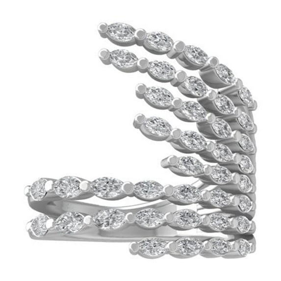 Araiya Fine Jewelry 14K White Gold Marquise-shape Lab Grown Diamond Fashion Band Ring ( 1 1/2 cttw, D-F Color, VS Clarity) Size 5.5