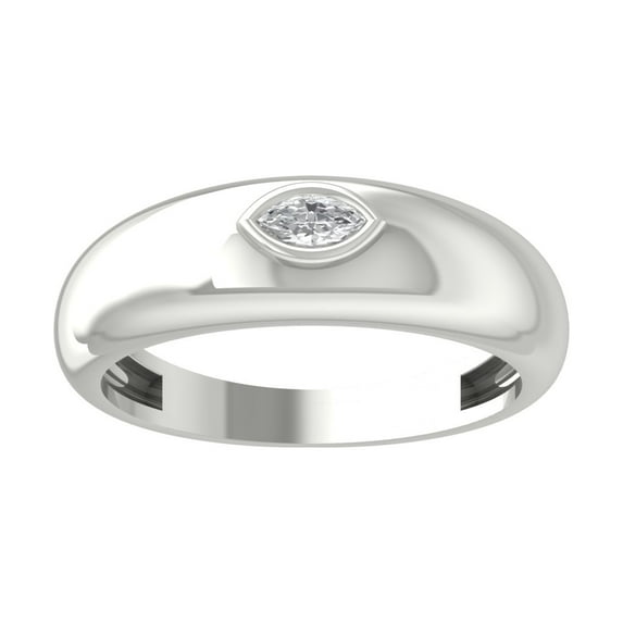 Araiya Fine Jewelry 14K White Gold Marquise-shape Lab Grown Diamond Solitaire Engagement Ring ( 1/10 cttw, D-F Color, VS Clarity) Size 7.5