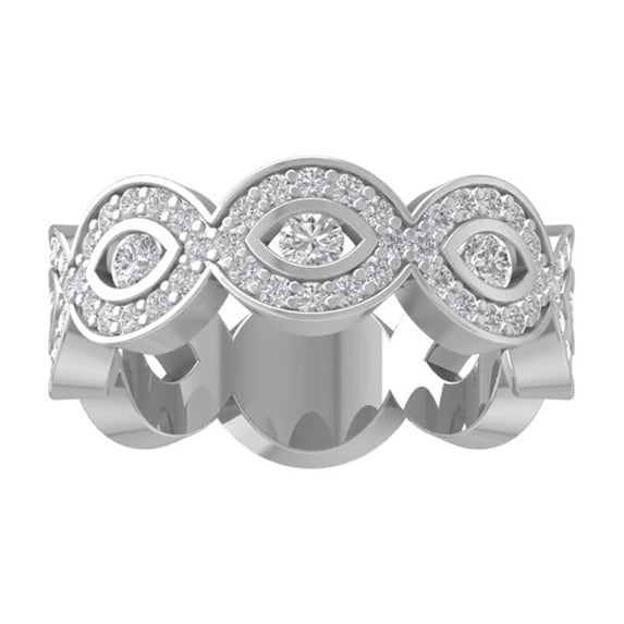 Araiya Fine Jewelry 14K White Gold Round-shape Lab Grown Diamond Anniversary Ring ( 1 cttw, D-F Color, VS Clarity) Size 6.5