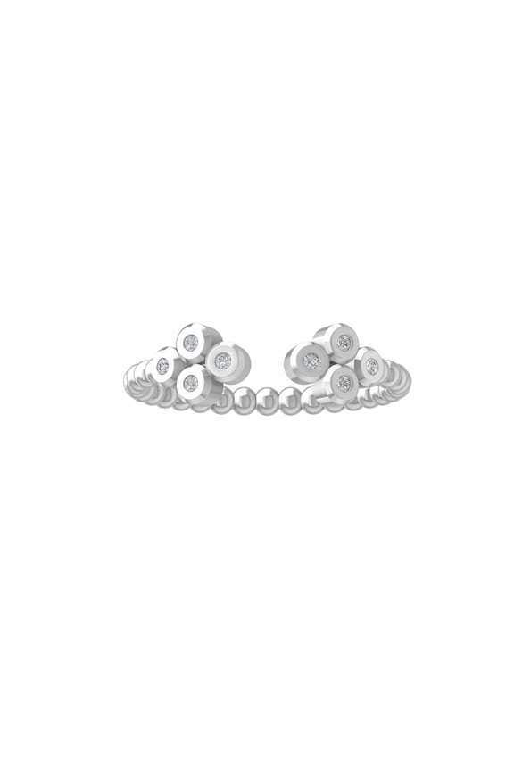 Fine Jewelry 14K White Gold Round-shape Lab Grown Diamond Bypass Open Band Ring ( 1/10 cttw, D-F Color, VS Clarity) Size 9