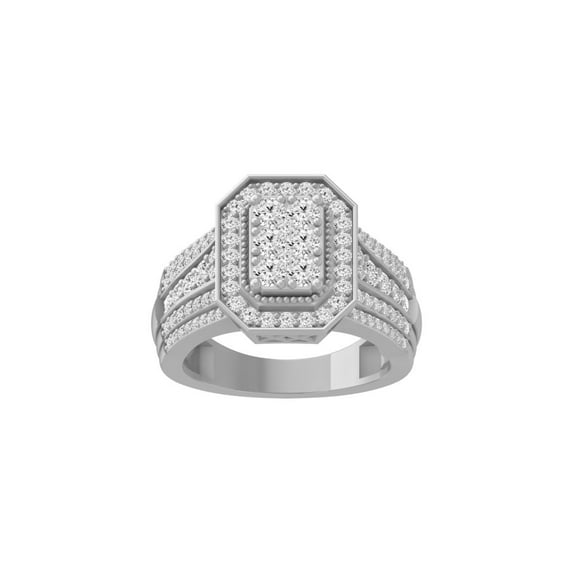 Araiya Fine Jewelry 14K White Gold Round-shape Lab Grown Diamond Cluster Engagement Ring ( 1 1/4 cttw, D-F Color, VS Clarity) Size 8