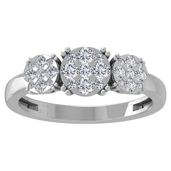 Araiya Fine Jewelry 14K White Gold Round-shape Lab Grown Diamond Cluster Engagement Ring ( 1/2 cttw, D-F Color, VS Clarity) Size 6.5