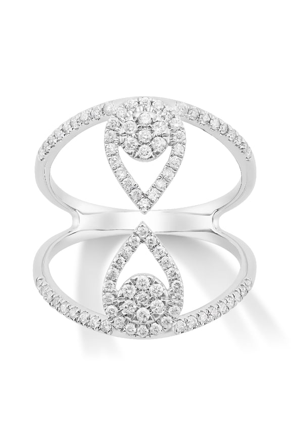 Fine Jewelry 14K White Gold Round-shape Lab Grown Diamond Cluster Engagement Ring ( 1/2 cttw, D-F Color, VS Clarity) Size 7