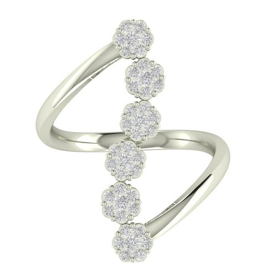 Araiya Fine Jewelry 14K White Gold Round-shape Lab Grown Diamond Cluster Engagement Ring ( 1/2 cttw, D-F Color, VS Clarity) Size 9.5