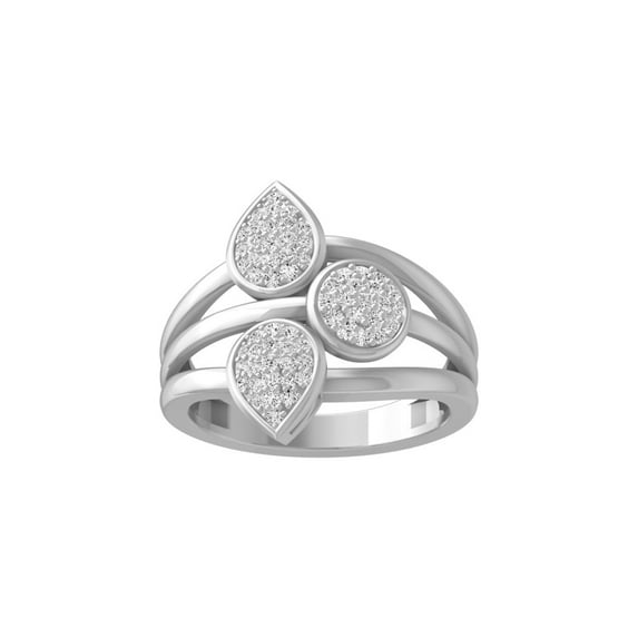 Araiya Fine Jewelry 14K White Gold Round-shape Lab Grown Diamond Cluster Engagement Ring ( 1/3 cttw, D-F Color, VS Clarity) Size 7