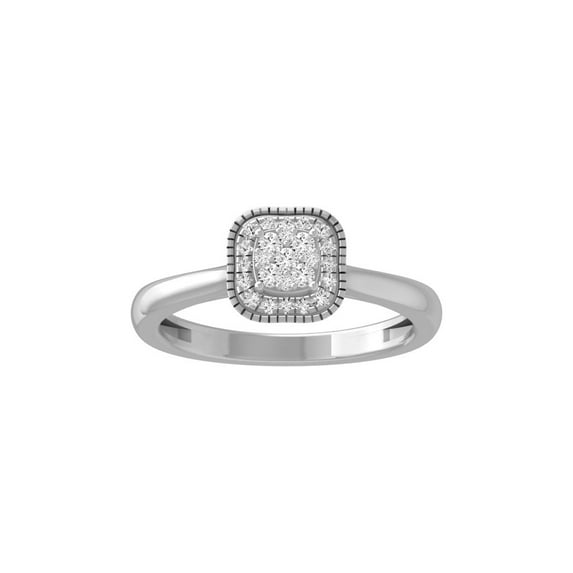 Araiya Fine Jewelry 14K White Gold Round-shape Lab Grown Diamond Cluster Engagement Ring ( 1/4 cttw, D-F Color, VS Clarity) Size 6