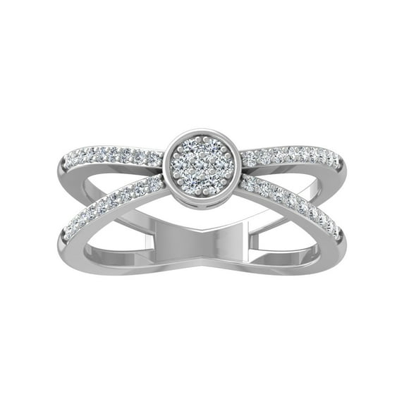 Araiya Fine Jewelry 14K White Gold Round-shape Lab Grown Diamond Cluster Engagement Ring ( 1/4 cttw, D-F Color, VS Clarity) Size 7