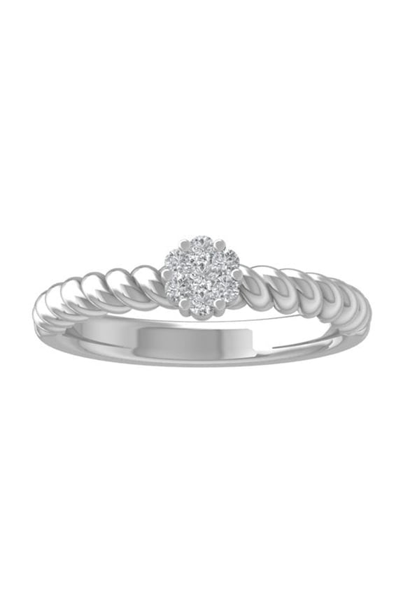 Fine Jewelry 14K White Gold Round-shape Lab Grown Diamond Cluster Engagement Ring ( 1/6 cttw, D-F Color, VS Clarity) Size 7.5