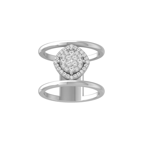 Araiya Fine Jewelry 14K White Gold Round-shape Lab Grown Diamond Cluster Engagement Ring ( 2/5 cttw, D-F Color, VS Clarity) Size 7.5