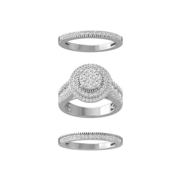 Araiya Fine Jewelry 14K White Gold Round-shape Lab Grown Diamond Cluster Engagement Ring ( 2 cttw, D-F Color, VS Clarity) Size 6