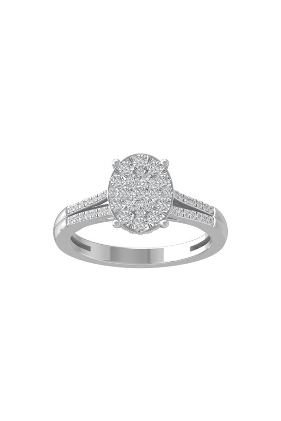 Fine Jewelry 14K White Gold Round-shape Lab Grown Diamond Cluster Engagement Ring ( 5/8 cttw, D-F Color, VS Clarity) Size 10
