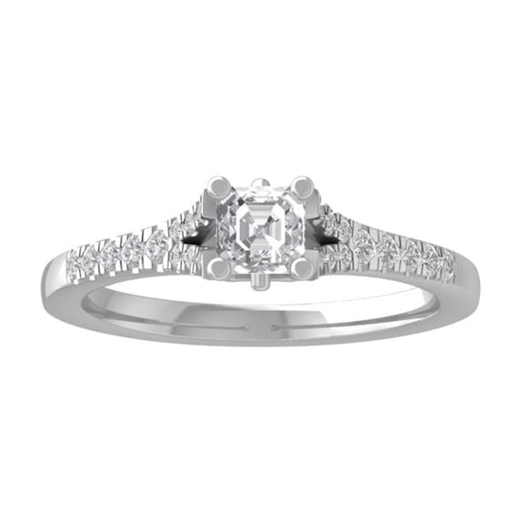 Araiya Fine Jewelry 14K White Gold Round-shape Lab Grown Diamond Engagement Ring ( 3/4 cttw, D-F Color, VS Clarity) Size 10