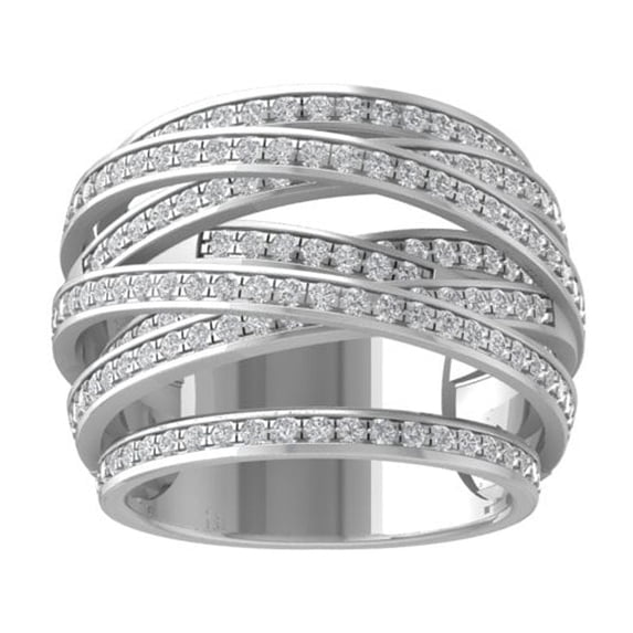 Araiya Fine Jewelry 14K White Gold Round-shape Lab Grown Diamond Fashion Band Ring ( 1 1/2 cttw, D-F Color, VS Clarity) Size 7.5
