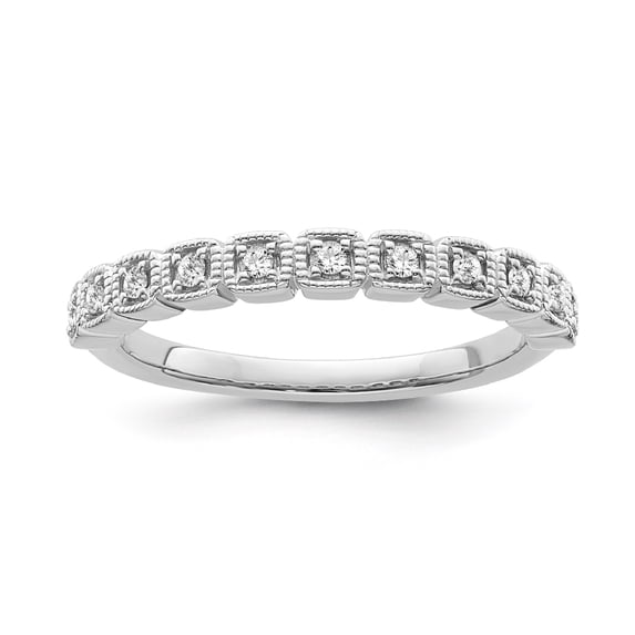 Araiya Fine Jewelry 14K White Gold Round-shape Lab Grown Diamond Fashion Band Ring ( 1/10 cttw, D-F Color, VS Clarity) Size 6