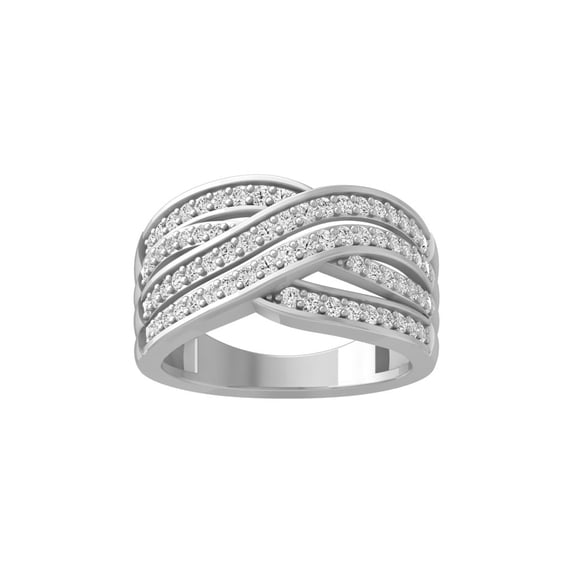 Araiya Fine Jewelry 14K White Gold Round-shape Lab Grown Diamond Fashion Band Ring ( 3/4 cttw, D-F Color, VS Clarity) Size 7