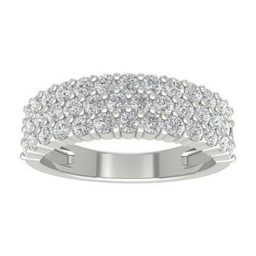 Araiya Fine Jewelry 14K White Gold Round-shape Lab Grown Diamond Half Eternity Band Ring ( 1 cttw, D-F Color, VS Clarity) Size 7