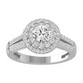 thumbnail image 1 of Araiya Fine Jewelry 14K White Gold Round-shape Lab Grown Diamond Halo Engagement Ring ( 1 cttw, D-F Color, VS Clarity) Size 9, 1 of 4