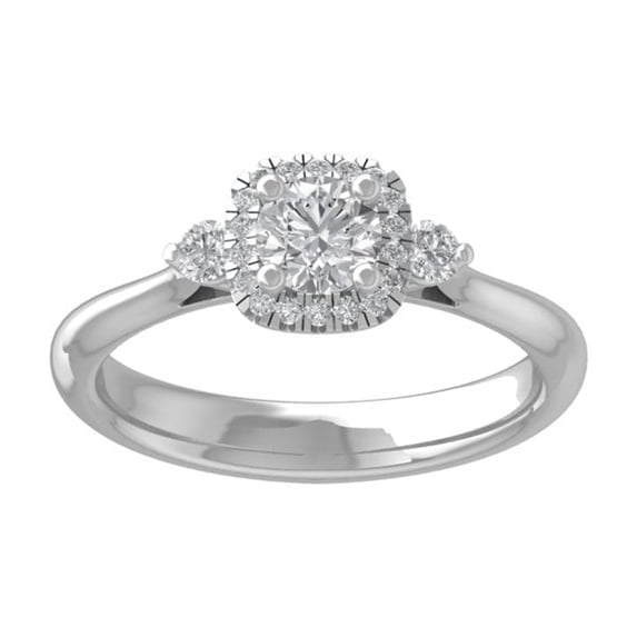 Araiya Fine Jewelry 14K White Gold Round-shape Lab Grown Diamond Halo Engagement Ring ( 3/4 cttw, D-F Color, VS Clarity) Size 6.5