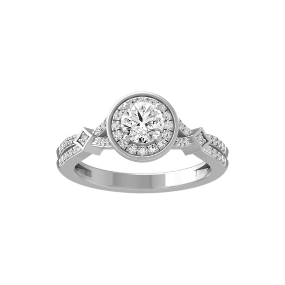Araiya Fine Jewelry 14K White Gold Round-shape Lab Grown Diamond Halo Engagement Ring ( 3/4 cttw, D-F Color, VS Clarity) Size 9.5
