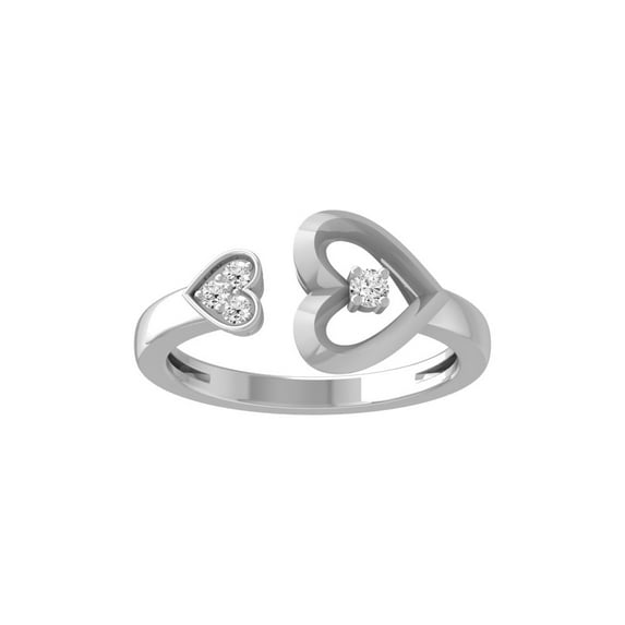 Araiya Fine Jewelry 14K White Gold Round-shape Lab Grown Diamond Heart Engagement Ring ( 1/10 cttw, D-F Color, VS Clarity) Size 10